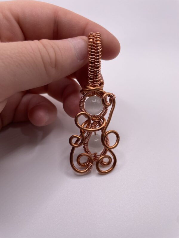 Woven White Cat's Eye Gemstone Pendant - Image 3